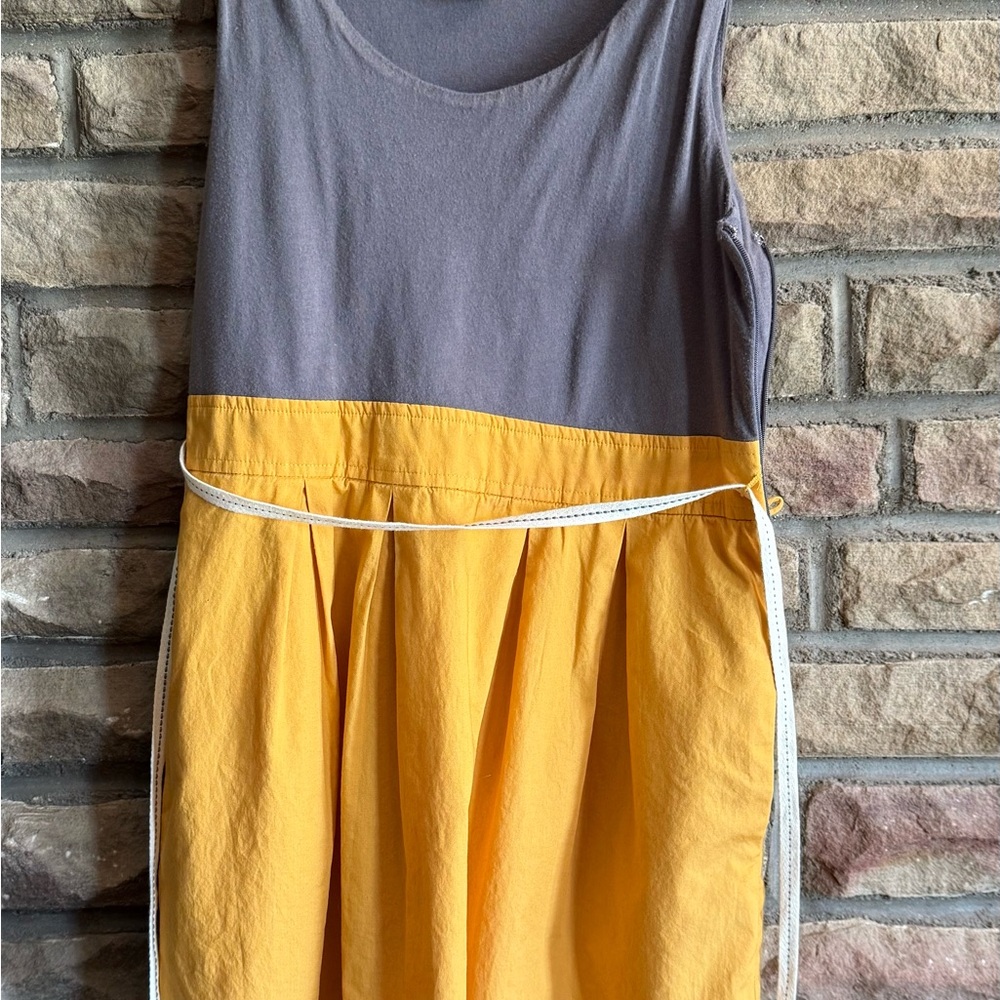 Maeve by Anthropologie Gray and Yellow Sleeveless Dress